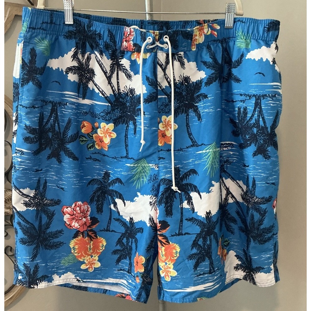 Island Passport Swimming Trunks Shorts‎ Elastic Waist Drawstring Casual 2XL